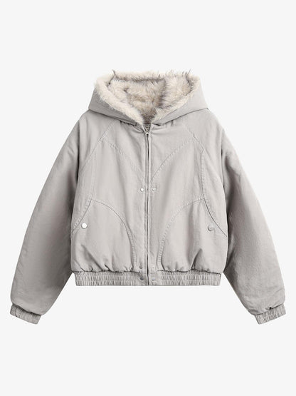 Spliced Fur Hooded Quilted Jacket - 2285 SP250915KSND