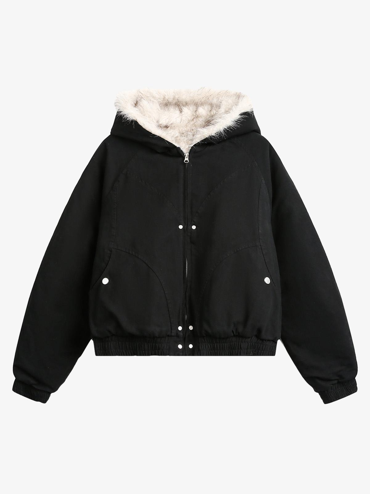 Spliced Fur Hooded Quilted Jacket - 2285 SP250915KSND