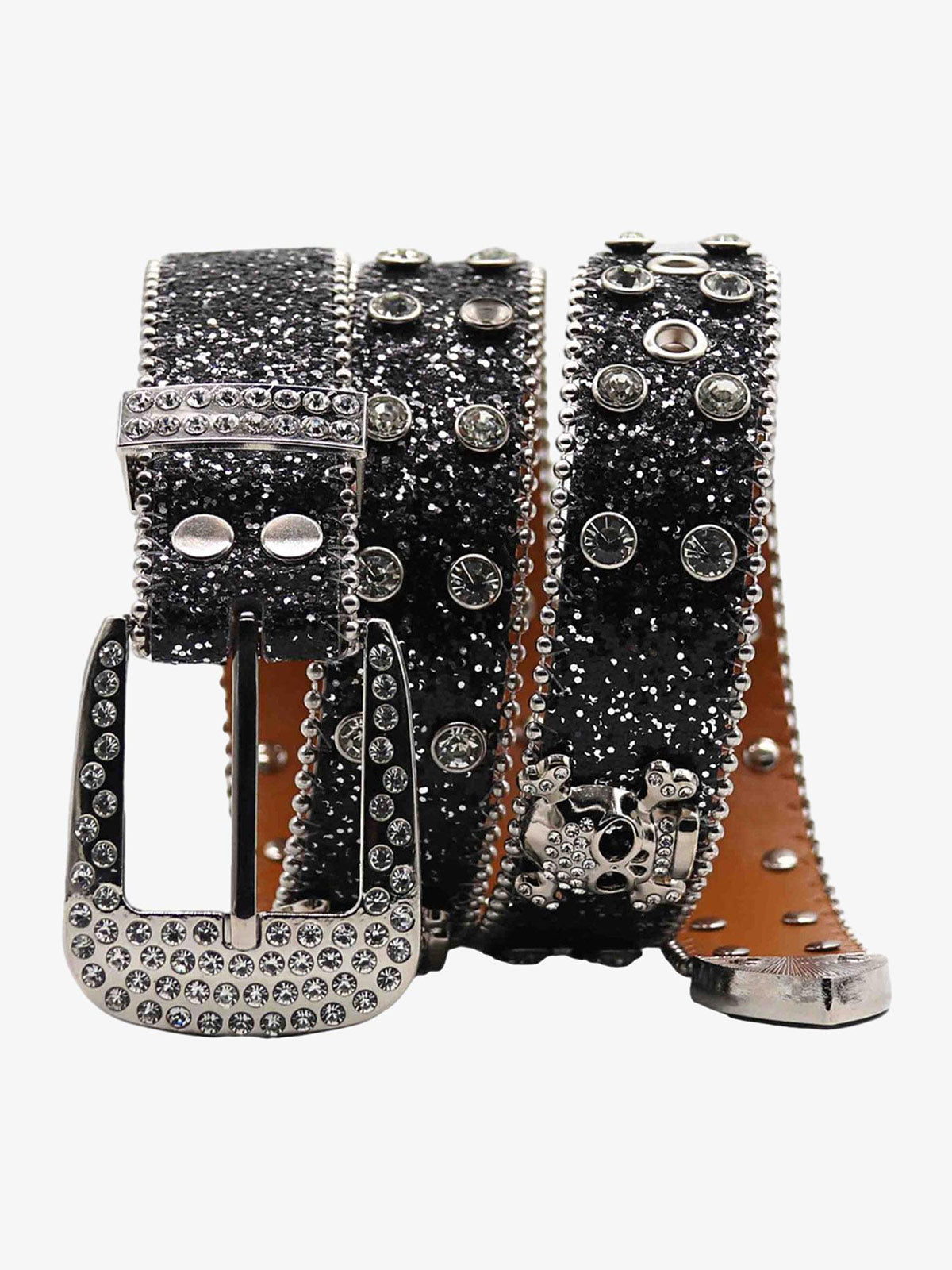 Thesupermade Rhinestone Skull Belt - 1668 SP250915KSND