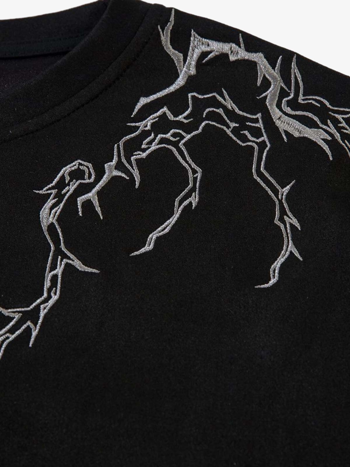 Thorn Embroidery Suede T-Shirt SP250915KSND