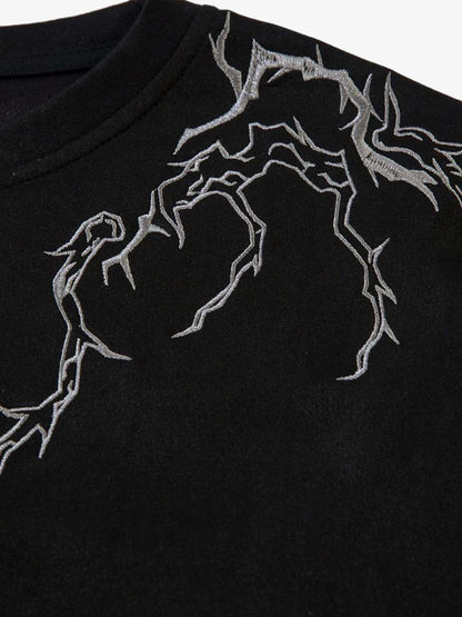 Thorn Embroidery Suede T-Shirt SP250915KSND