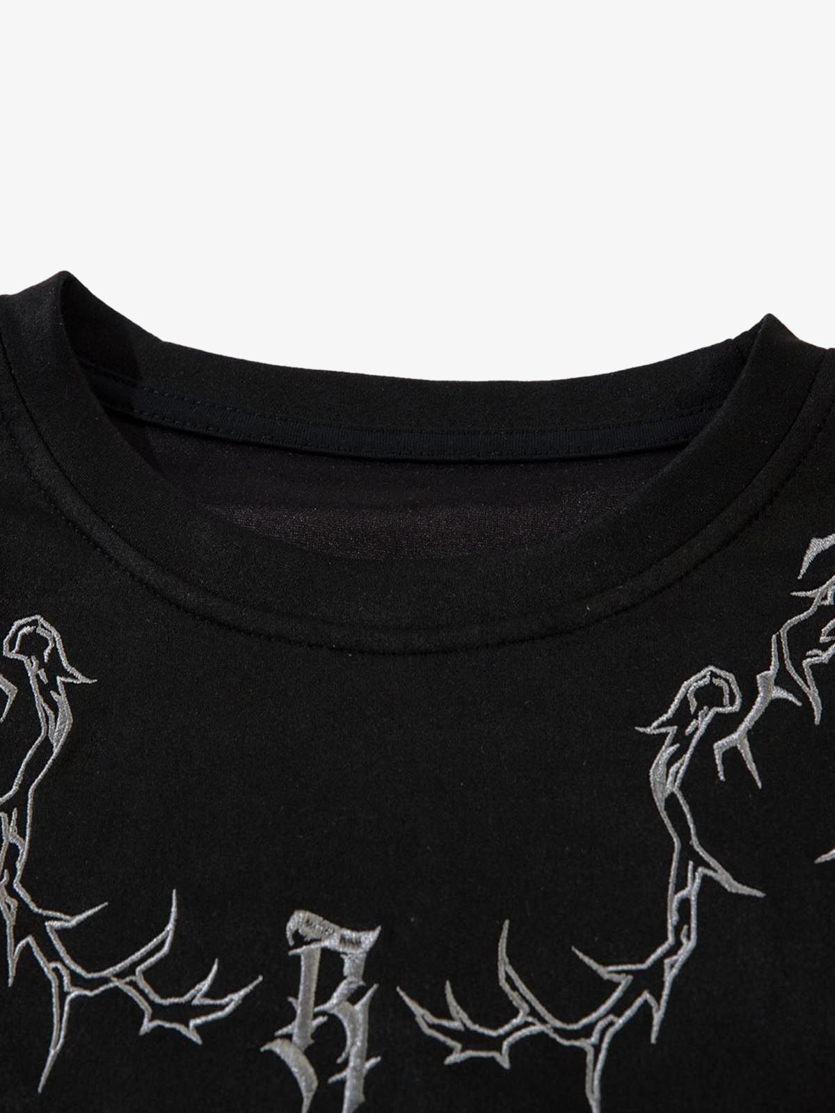 Thorn Embroidery Suede T-Shirt SP250915KSND