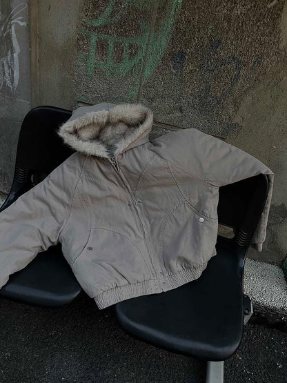 Spliced Fur Hooded Quilted Jacket - 2285 SP250915KSND