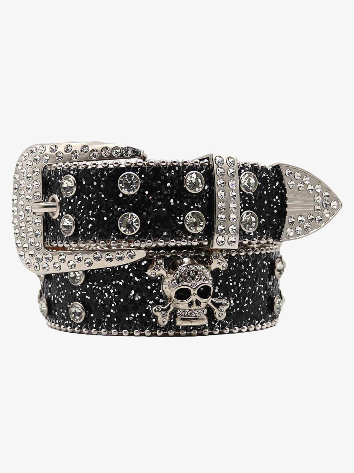 Thesupermade Rhinestone Skull Belt - 1668 SP250915KSND