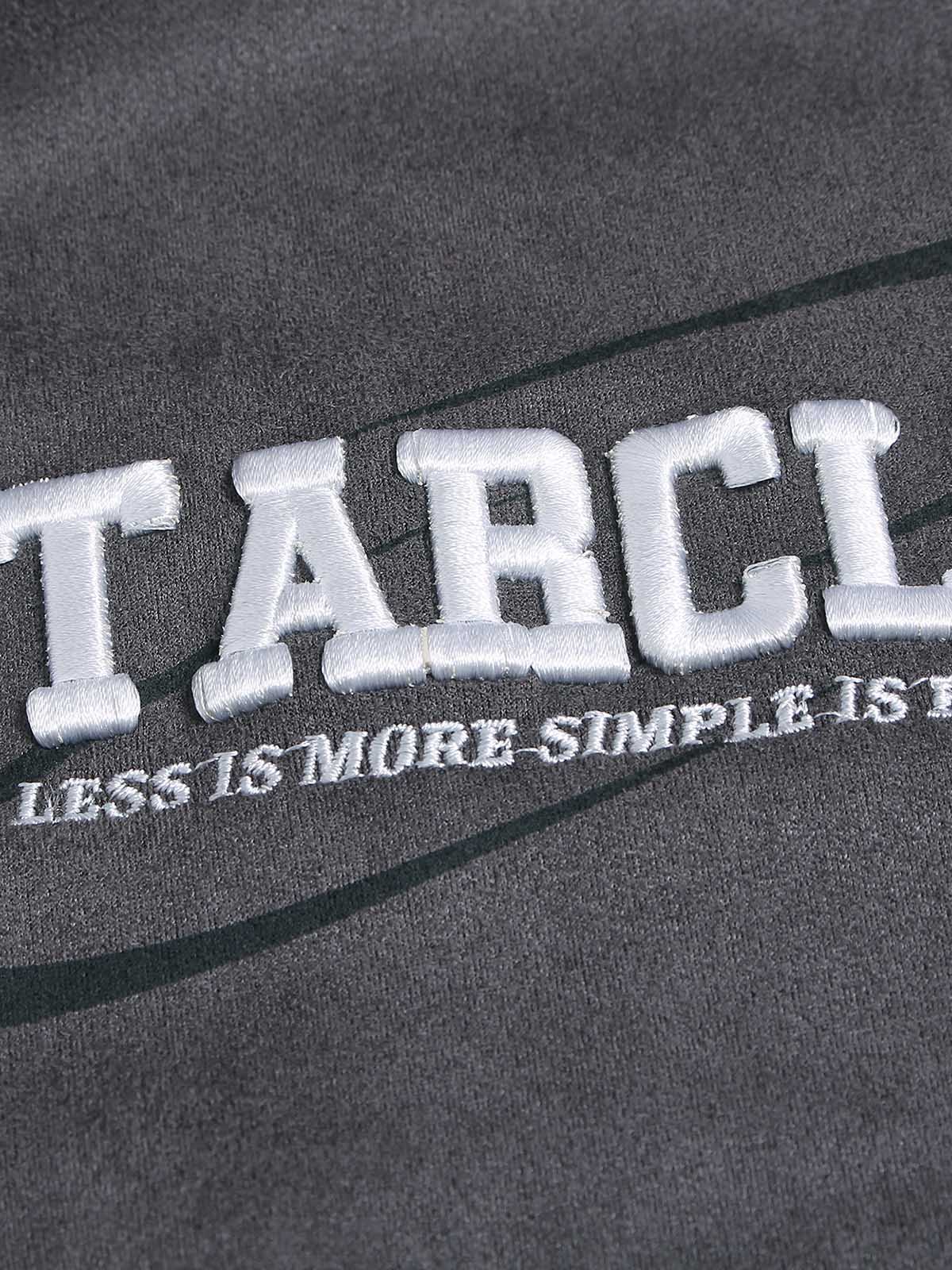 Suede Contrast Color Spliced Letter Embroidery Oversize T-shirt - 2462 SP250915KSND