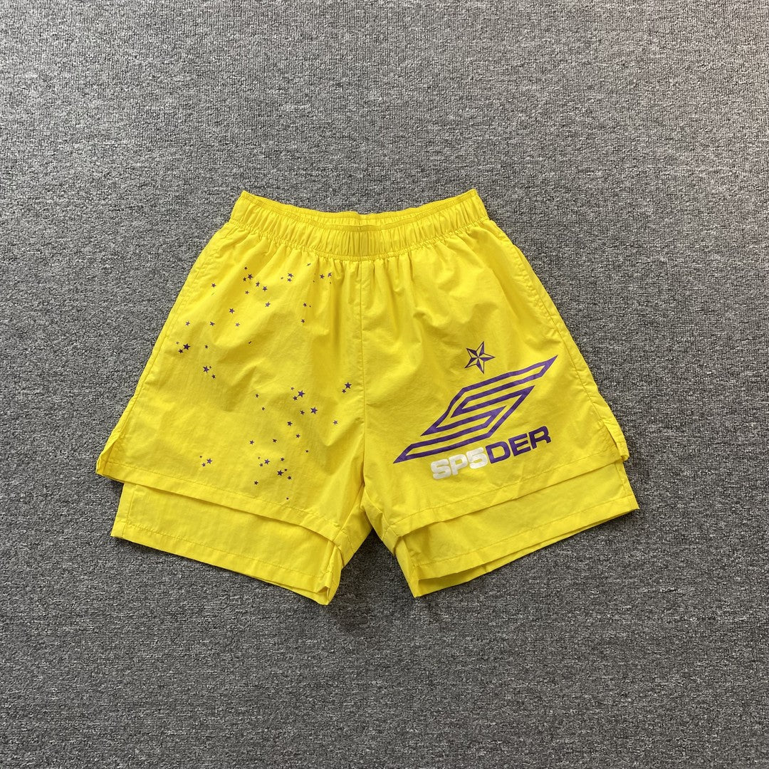 SP5DER DOUBLE LAYER SHORTS YELLOW Status Shipping